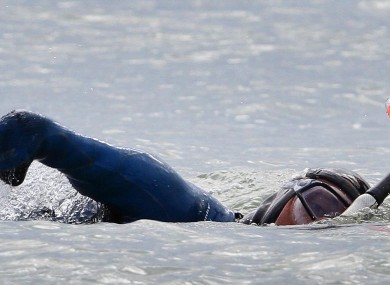 Philippe Croizon in action during a training session in Folkestone, Kent
