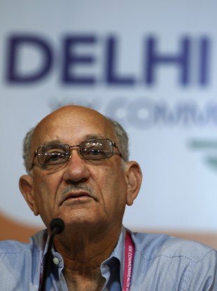 Commonwealth Games Federation President Mike Fennell looks on during a press conference in New Delhi,