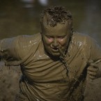 Damien Feegan from Bally James Duff in County Cavan takes part in Ireland's First Mud Run in aid of MS Ireland at Mondello park in Co Kildare.