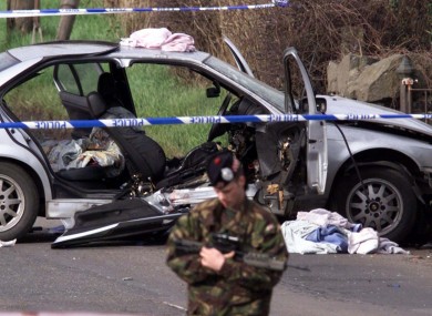 Security forces a tthe scene of the explosion in Lurgan, Co. Armagh where Rosemary Nelson died (File photo)