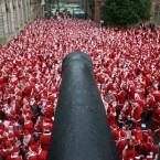The record-breaking number of Santa Clauses at the Guildhall in Derry in 2007.