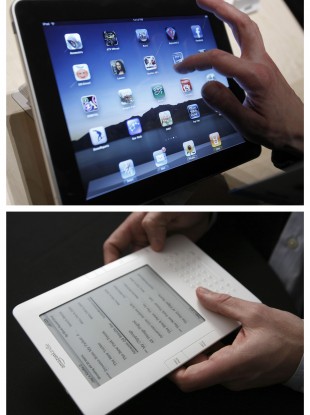 Amazon will up the ante with a tablet that will be more of a match for the iPad than its current Kindle (both pictured)