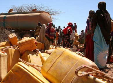 Trucking much-needed drinking water to villagers in Ethiopia