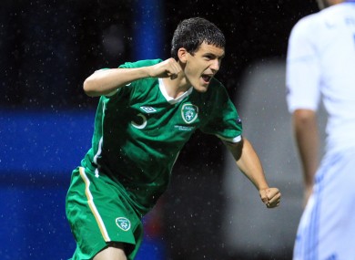 Anthony O'Connor celebrates his first goal.