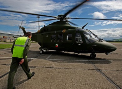 File photo of Defence Forces personnel walking to one of the AW 139 helicopters at Baldonnel.