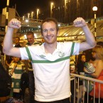 Stephen O'Donnell, scorer of the winning penalty in extra time, celebrates.