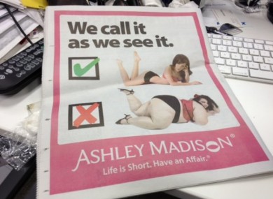 The website's full page ad on the back of the New York-based Metro caused controversy earlier this week.