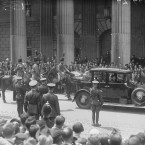 At 1.25pm, President Hyde and cavalcade pause for two minutes outside the GPO on O'Connell Street.