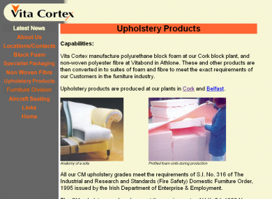 A screen grab from Vita Cortex's website, showing the manufacture of foam products at the Kinsale Road plant in Cork.