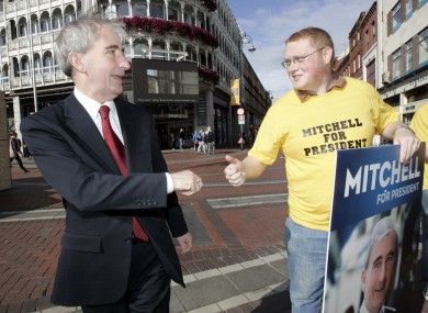 Young Fine Gael president Eric Keane gives failed presidential candidate Gay Mitchell the thumbs-up during the election last year.