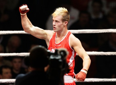 Michael McDonagh celebrates his win against David Oliver Joyce in the finals of the 2012 National Elite Boxing Championships last Friday.