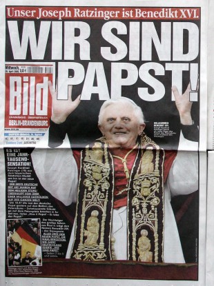 The front page on the day after Joseph Ratzinger became Pope was one of the few occasions on which Bild dropped its front-page topless girls.
