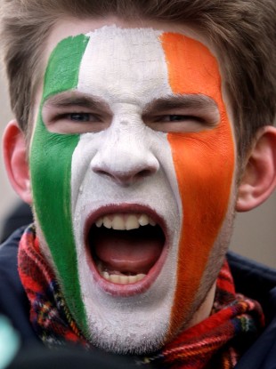 A man attending a St. Patrick's Day Parade in Moscow 2009