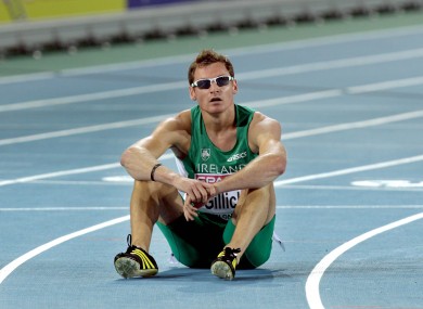 David Gillick sits on the track and contemplates his fifth-place finish at the 2010 European Championships.