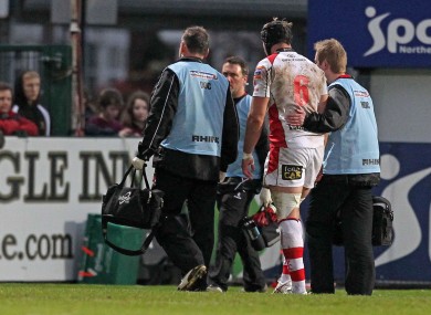 Stephen Ferris is helped off the pitch during Friday's win against Aironi.