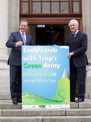 An Taoiseach, Enda Kenny and Republic of Ireland manager Giovanni Trapattoni at today's launch at Government Buildings.