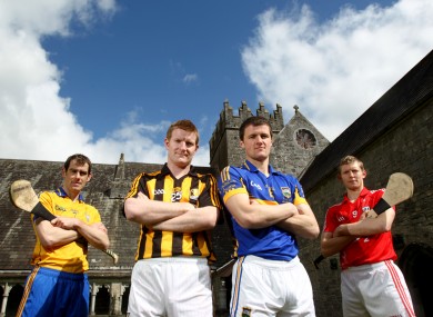 Clare's Pat Donnellan, Kilkenny's Richie Power, Tipperary's Pa Bourke and Cork's Lorcan McLaughlin at Holycross Abbey