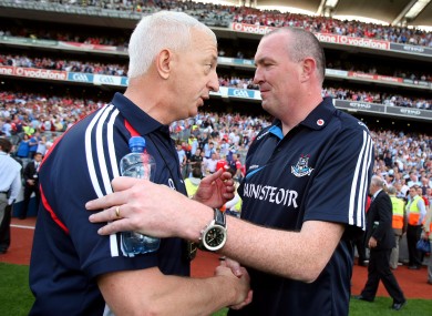Conor Counihan of Cork, left, and Pat Gilroy of Dublin are two of the managers listed as patrons of Alliance for Ireland.