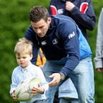 Fergus McFadden helps a Heineken Cup hopeful with his ball-carrying.