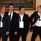 At the launch of their new album, 'Allow Us To Be Frank...' in 2004.