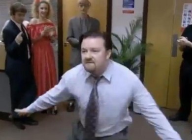 Ricky Gervais dances in the hit comedy 'The Office'