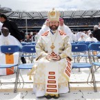 Archbishop Sviatoslav Shevchuk of the Ukranian Catholic Church of Ireland and the UK enjoys the last mass, Statio Orbis, of the International Eucharistic Congress 2012 in Croke Park Dublin. 

Photo: Laura Hutton/Photocall Ireland