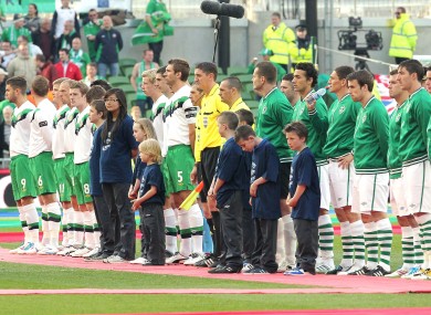 The North and the Republic line-up for a match in May of last year at the Aviva Stadium.