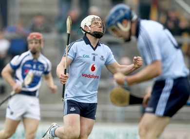 Liam Rushe celebrates the game's opening goal.