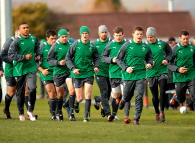 The Ireland squad are put through their paces.