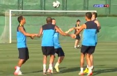 Ring-a-ring-o’-roses keepie-uppies? Is this the new thing, Barca?