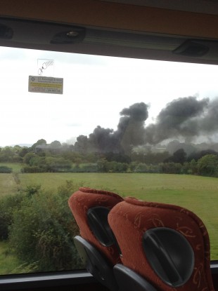 Smoke rises from the scene of the fire outside Waterford City.