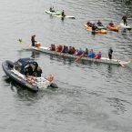People canoe in Grand Cannal dock, where the Tall Ships Festival 2012 is taking place.
Photo: Sam Boal Photocall Ireland