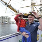 Gavin and his son Daragh Watters from Co Derry getting into the spirit of things. (Sasko Lazarov/Photocall Ireland)