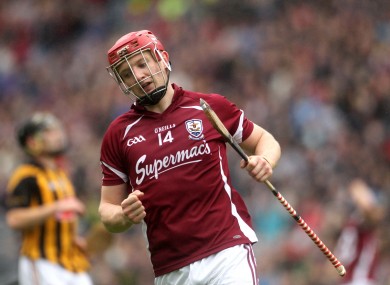 Galway's Joe Canning celebrates a score in the Leinster final.