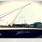 Spectators gathered on the Samuel Beckett Bridge to view the docked ships. Photo by @laurarosep