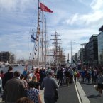 Crowds gathering along the quays in Dublin city this morning to view the Tall Ships. This photo was submitted by reader Stephen Kehoe. 
