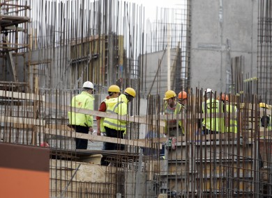 Building construction workers in Dublin.