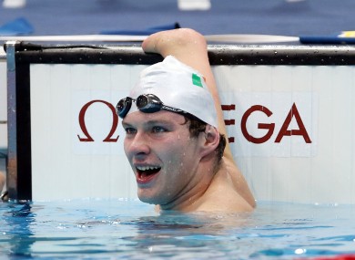 Ireland's Darragh McDonald celebrates winning.