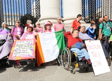 Protesters outside Government Buildings today.