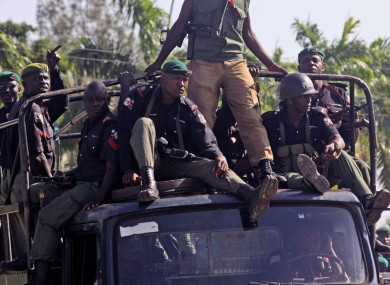 Nigerian troops seen on patrol in the streets of Maiduguri, Nigeria in 2009.