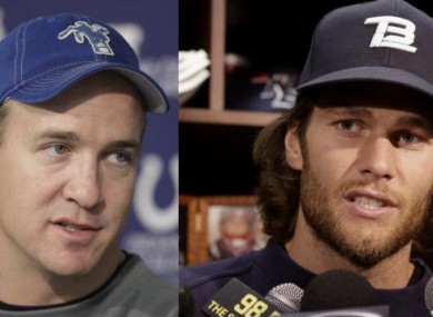 Face off: Peyton Manning, left, and Tom Brady.