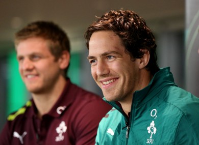 Mike McCarthy (right) with Ireland teammate Chris Henry.