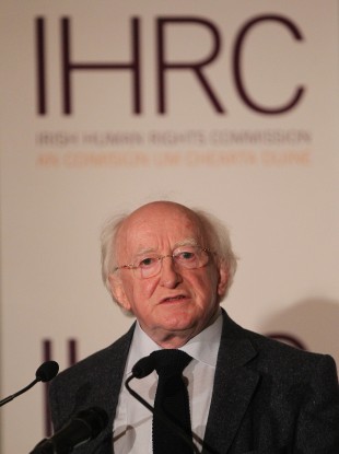 President Michael D Higgins gives the Irish Human Rights Commission sixth annual lecture at the Rotunda Hospital in Dublin