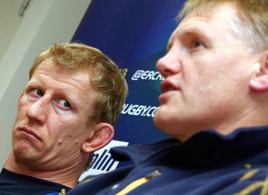 Clinging on: Leinster captain Leo Cullen and head coach Joe Schmidt.