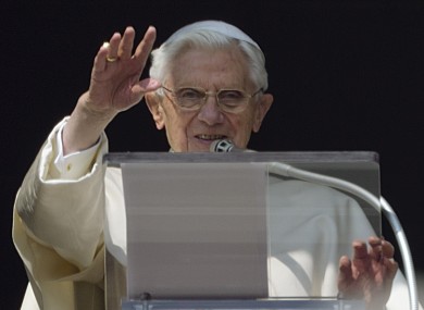 Pope Benedict XVI at his second-last Angelus prayer from the window of his apartments at the Vatican last Sunday.