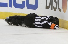 VIDEO: An NHL referee was struck in the head by a puck in an ugly scene