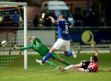 Sligo's Anthony Elding scoring.