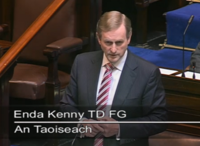 Enda Kenny speaking in the Dáil this morning