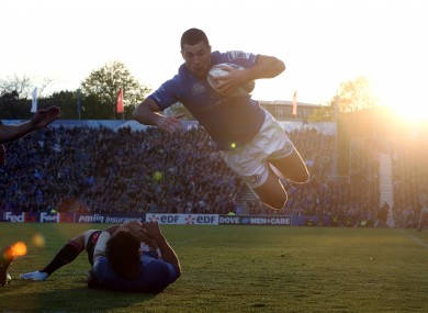 Rob Kearney en-route to his try against Stade Francais.