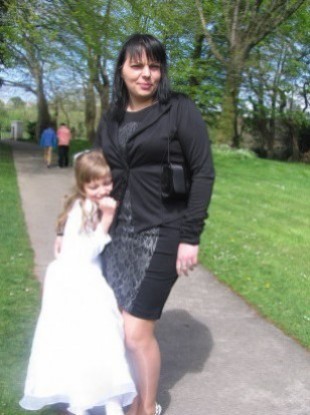 Jolanta Lubiene and her eight-year-old daughter Enrika.